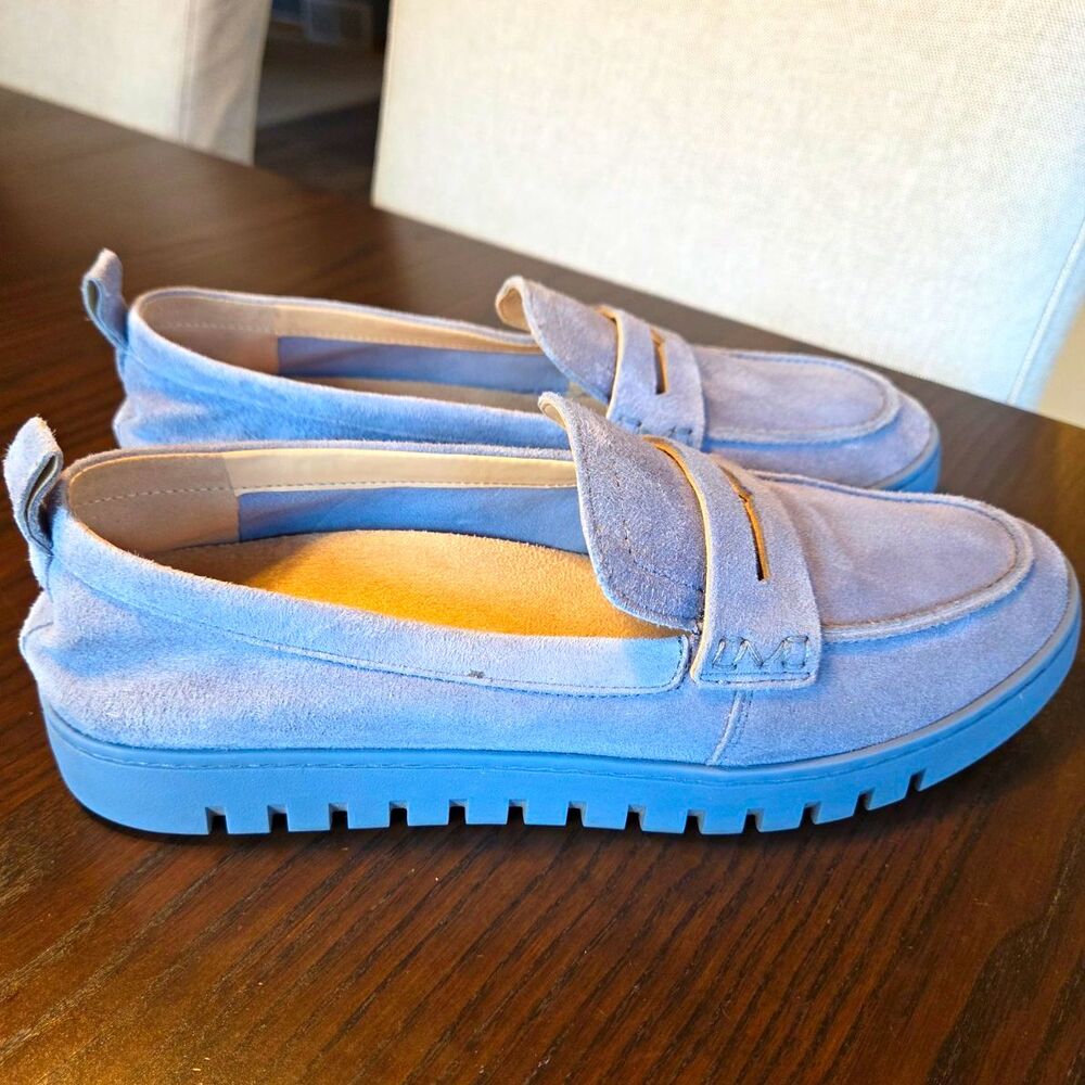 Vionic Uptown Loafers Womens 11 Skyway Blue Suede Comfort Quiet Luxury
